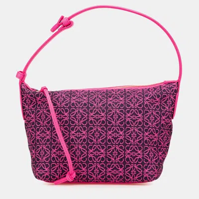 Pre-owned Loewe Pink Small Anagram Canvas Cubi Bag