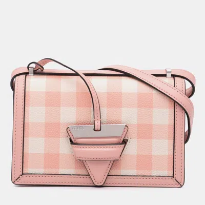 Pre-owned Loewe Pink Small Leather Gingham Barcelona Crossbody Shoulder Bag