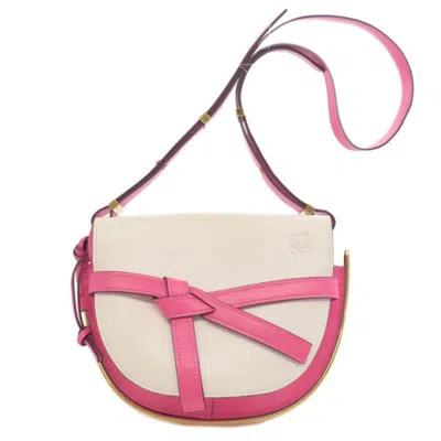 Pre-owned Loewe Pink White Leather Shoulder Bag ()