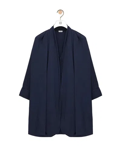 Loewe Pinstripe Draped Dress In Blue