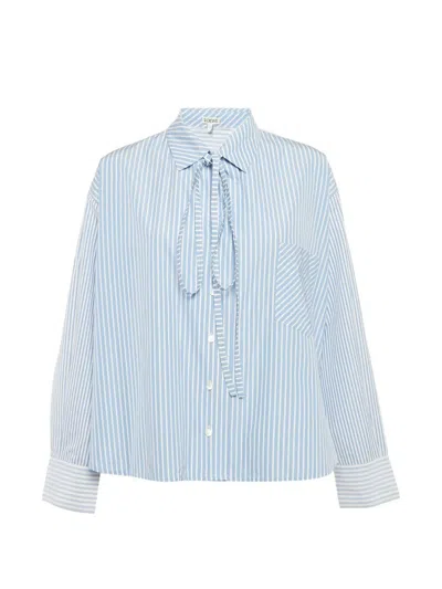 Pre-owned Loewe Pinstripe Oversized Shirt In Blue
