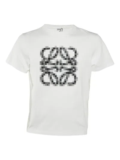 Pre-owned Loewe Pixel-embroidered T-shirt In White