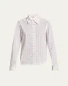 Loewe Plaid Asymmetric Button Down Shrunken Top In White Pink