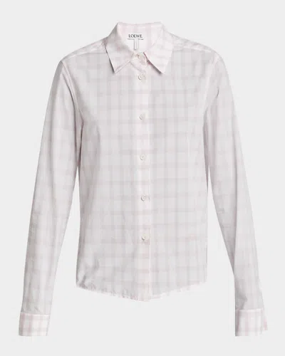 LOEWE PLAID ASYMMETRIC BUTTON DOWN SHRUNKEN TOP