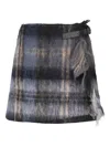 Loewe Blue Checked Mini Skirt In Mohair And Wool Blend In Multi