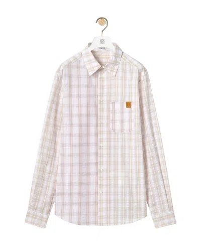 Loewe Plaid-check Print Logo Shirt In White