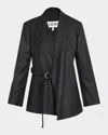 Loewe Plaid Draped Blazer In Black
