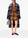 Loewe Plaid Fringed Coat In Blue