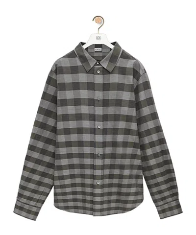 Loewe Plaid Long-sleeved Shirt In Black