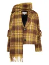 Loewe Scarf-detailed Checked Mohair And Wool-blend Jacket In Yellow
