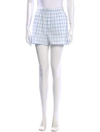 Pre-owned Loewe Plaid Print Anagram Mini Shorts In White