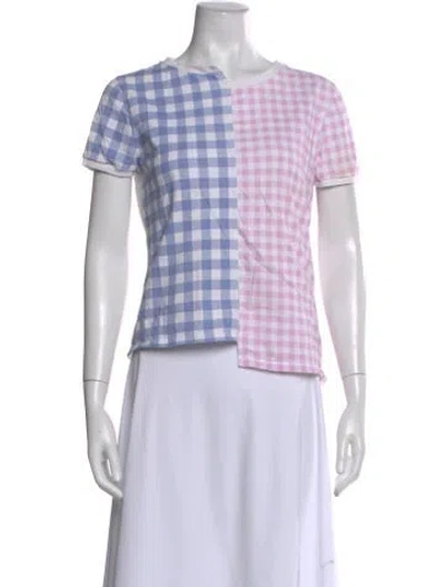 Pre-owned Loewe Plaid Print Crew Neck T-shirt In White