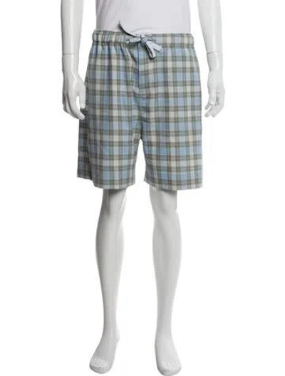 Pre-owned Loewe Plaid Print Flat Front Shorts In Blue