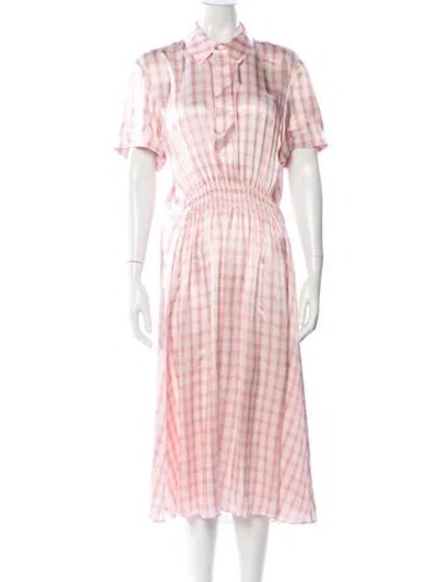 Pre-owned Loewe Plaid Print Long Dress In Pink