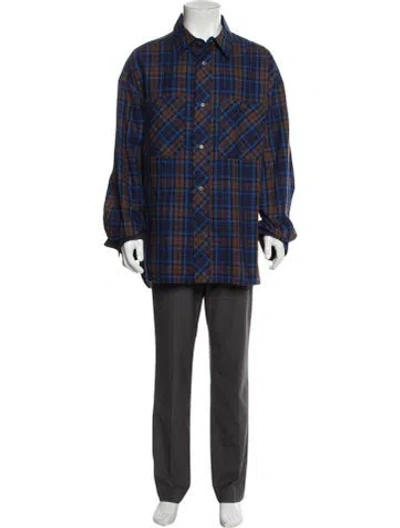 Pre-owned Loewe Plaid Print Long Sleeve Shirt In Blue