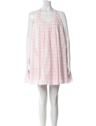 Pre-owned Loewe Plaid Print Mini Dress In Pink