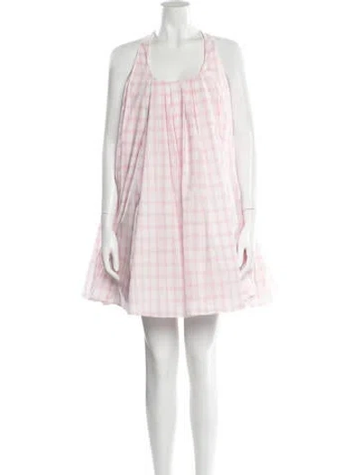 Pre-owned Loewe Plaid Print Mini Dress W/ Tags In Pink