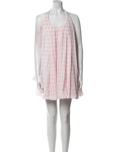Pre-owned Loewe Plaid Print Mini Dress W/ Tags In Pink