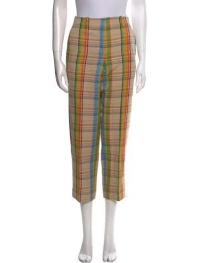 Pre-owned Loewe Plaid Print Straight Leg Pants In Neutral