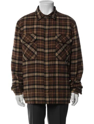 Pre-owned Loewe Plaid Print Trucker Jacket In Brown