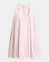 Loewe Pleated Checked Cotton-voile Mini Dress In White Pink