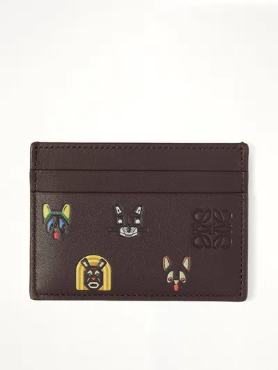 Loewe Plain Cardholder Allover Cats In Brown