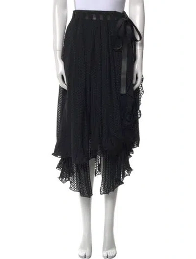 Pre-owned Loewe Pleated Accents Midi Length Skirt In Black