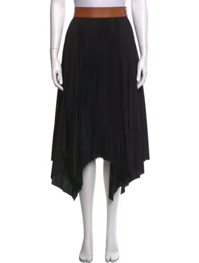 Pre-owned Loewe Pleated Accents Midi Length Skirt In Black