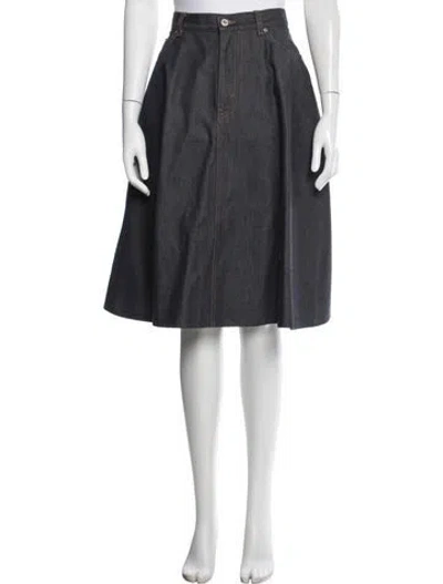 Pre-owned Loewe Pleated Accents Midi Length Skirt In Blue