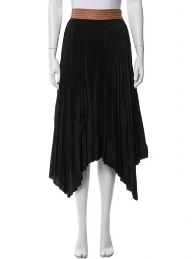 Pre-owned Loewe Pleated Accents Midi Length Skirt W/ Tags In Black/blue