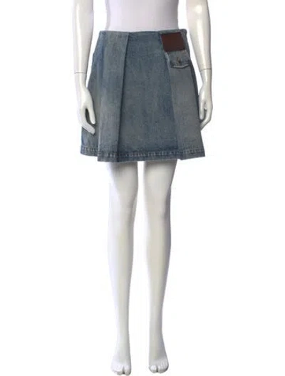 Pre-owned Loewe Pleated Accents Mini Skirt In Blue