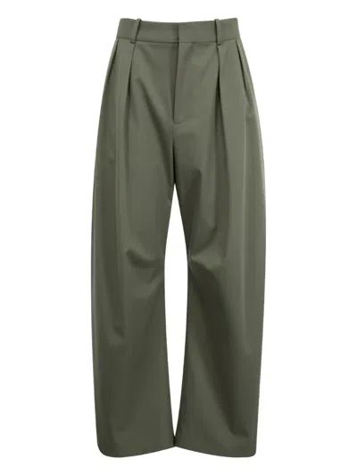 Loewe Pleated Barrel Trousers In Green