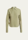 Loewe Pleated Bib-front Blouse In Military G