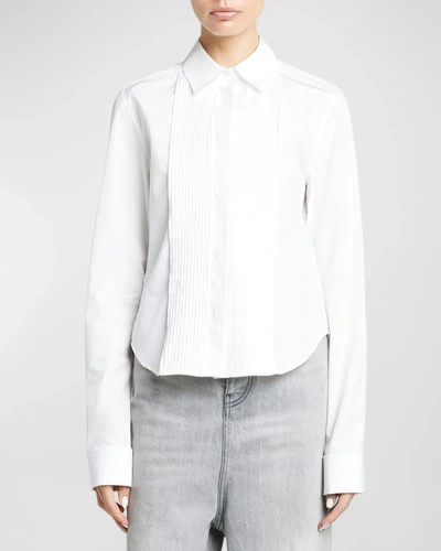 Loewe Pleated Bib-front Blouse In Optic Whit