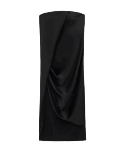 Loewe Pleated Breast-wiped Dress In Black