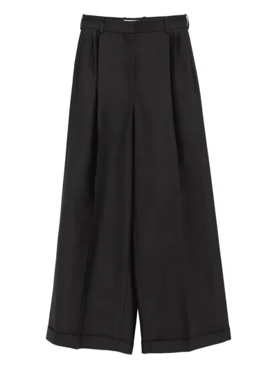 Loewe Pleated-cuffed Trousers In Black