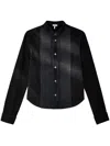 Loewe Pleated Bib Front Denim Cropped Shirt In Black