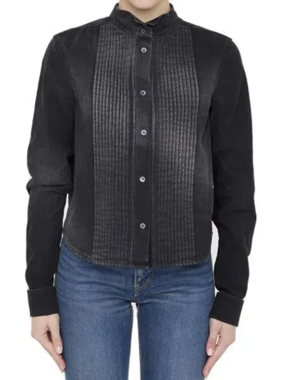 Loewe Pleated Denim Jeans In Black