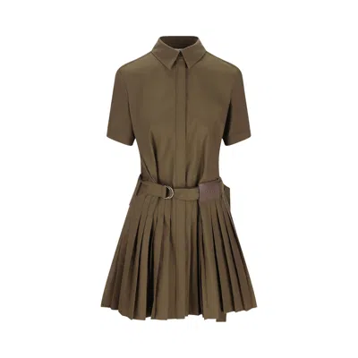 Pre-owned Loewe Pleated Dress 'khaki Green' | Women's Size 36