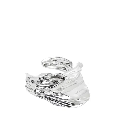 Loewe Pleated Fan Cuff In Sterling Silver In White