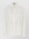 Loewe Pleated Front Long Sleeve Shirt With Pointed Collar In White