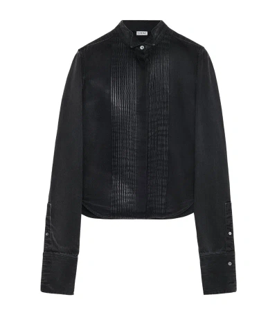 Loewe Pleated-front Shirt In Washed Bla