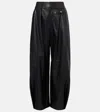 Loewe Pleated High-rise Leather Barrel-leg Pants In Black