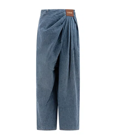 Loewe Pleated Jeans Pants In Blue