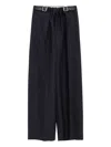 Loewe Navy Blue Wool And Silk Trousers With Belt In Blue
