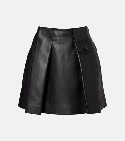 Loewe Pleated Leather Miniskirt In Black