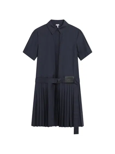 Loewe Pleated Dress In Cotton Blend In Multi