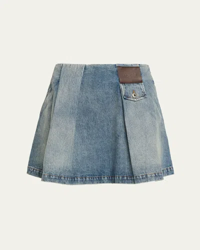 Loewe Pleated Mini Skirt In Blue