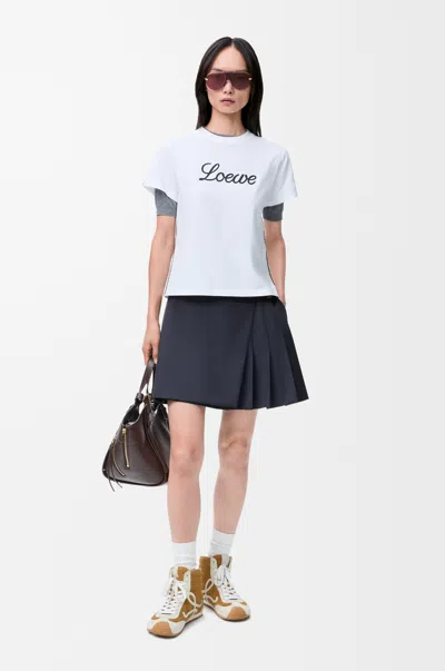 Loewe Pleated Mini Skirt In Cotton Blend Size:42 For Woman In Multi