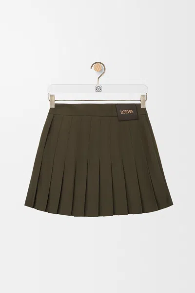 Loewe Pleated Mini Skirt In Cotton Blend Size:44 For Woman In Green